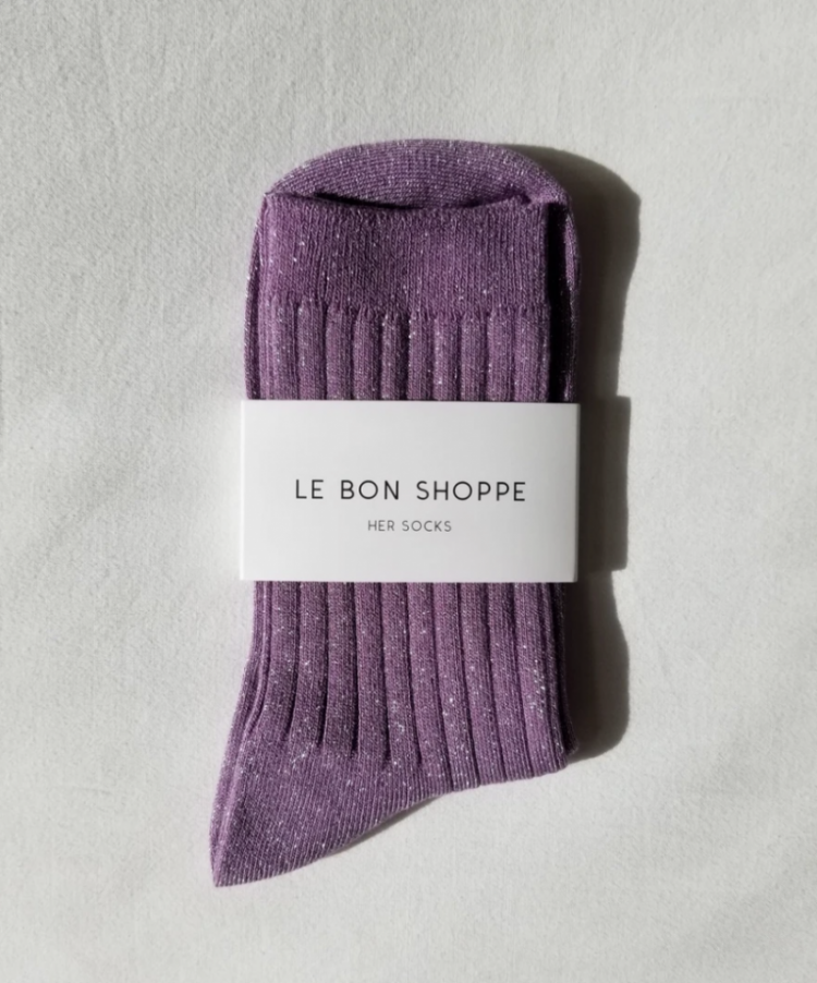 HER SOCKS MODAL LUREX LILAC GLITTER