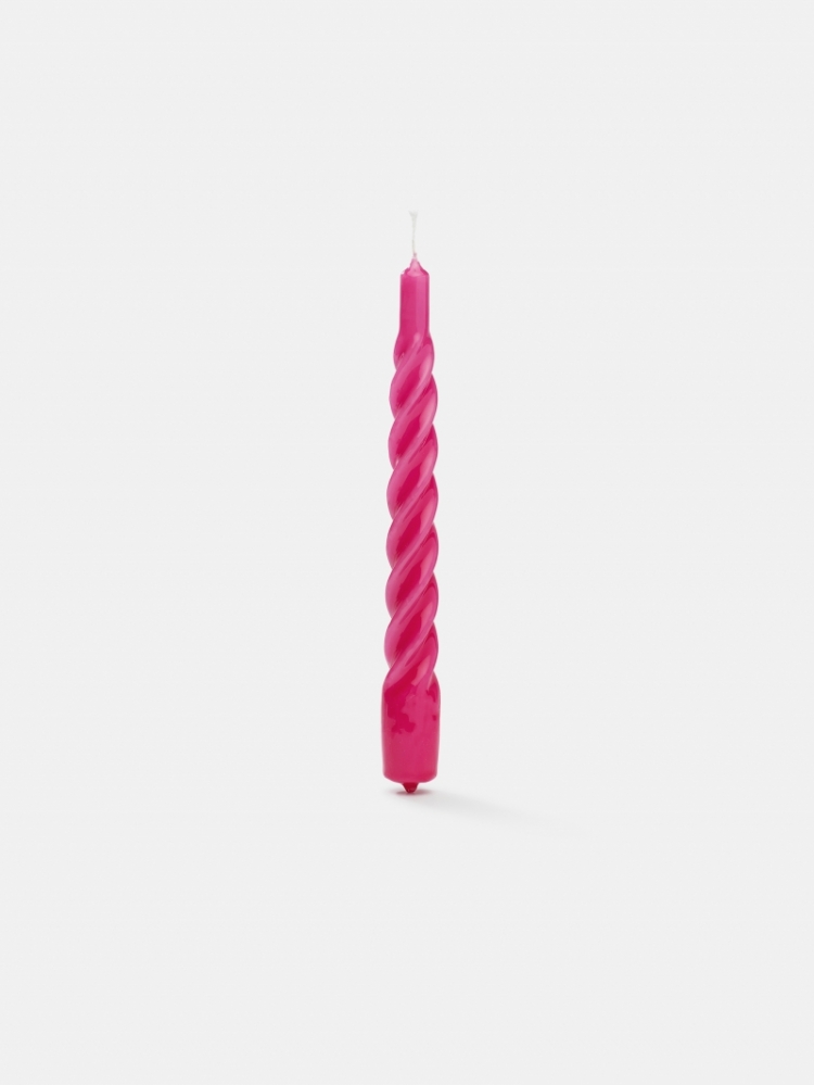 TWISTED CANDLE BRIGHT PINK  BRIGHT PINK