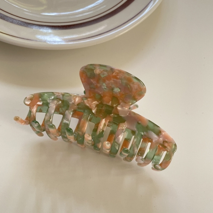 HAIR CLIP L ROUND PINK GREEN