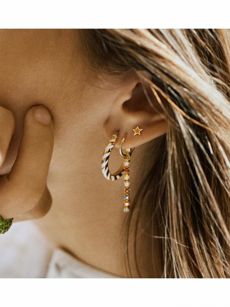 WHITE TWIRL HOOP GOLD/WHITE