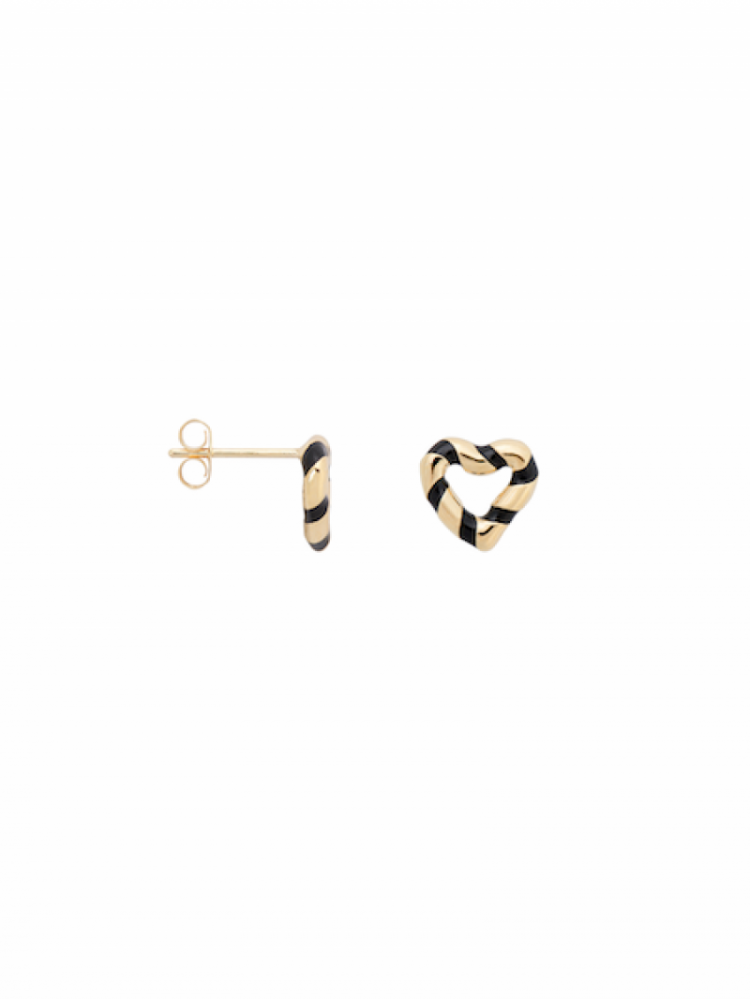 SINGLE BLACK HEART STUD EARRIN BLACK