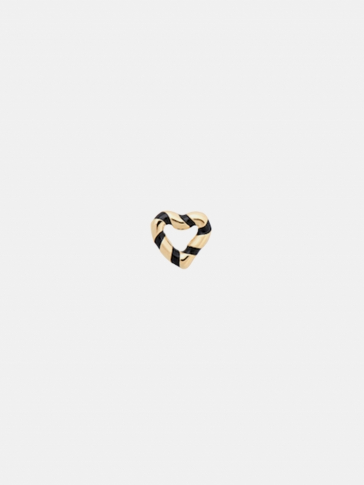 SINGLE BLACK HEART STUD EARRIN BLACK