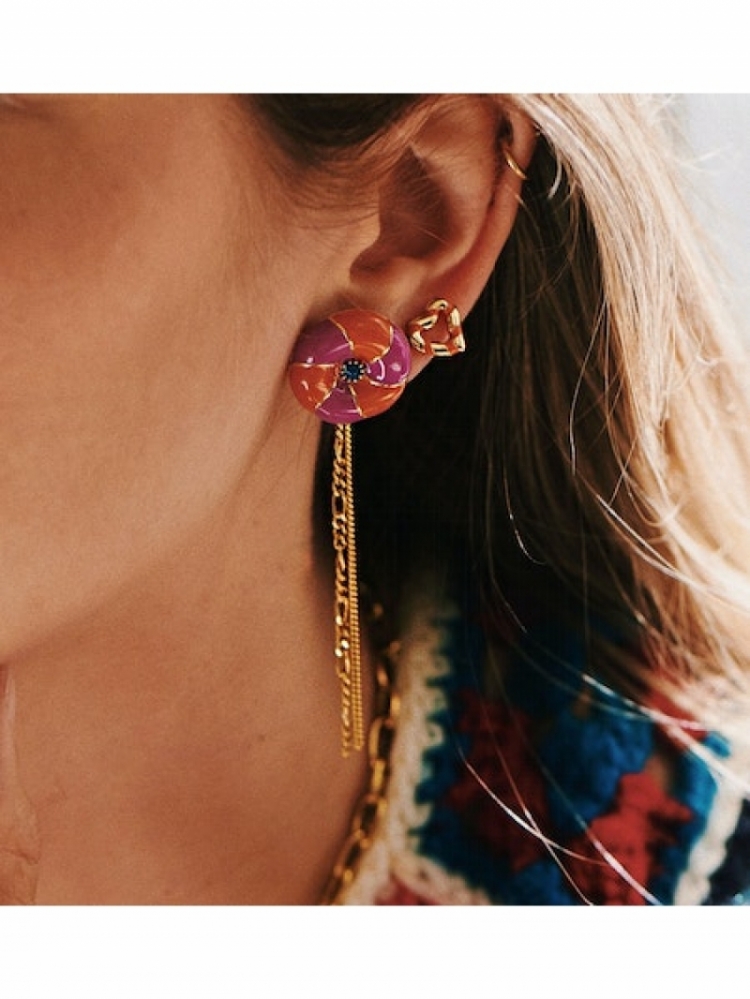 SINGLE ORANGE STUD EARRING ORANGE
