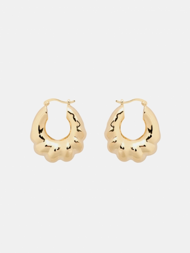 RETRO STATEMENT HOOP EARRINGS GOLD