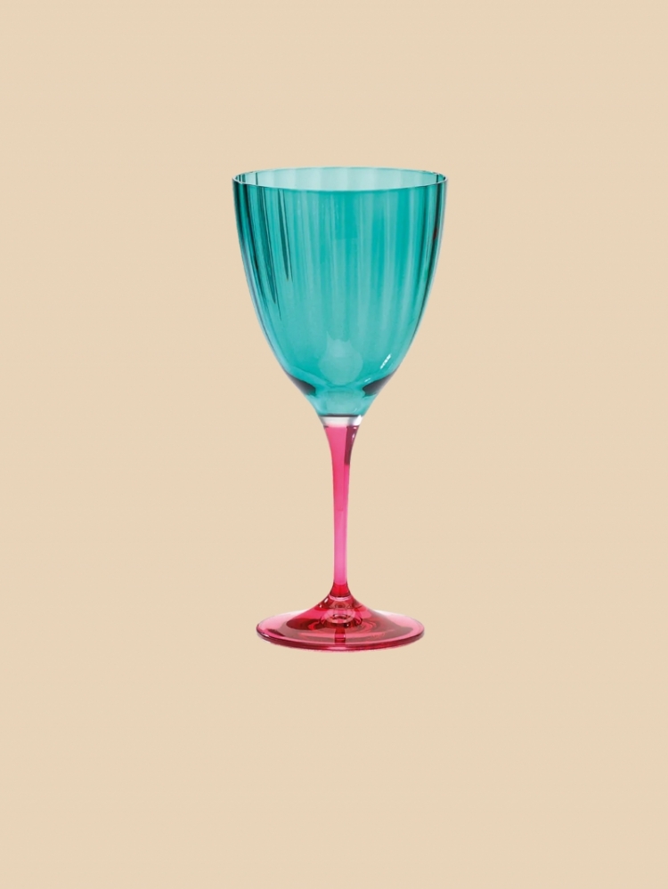 JAZZY GREEN WINE GLASS  MULTI