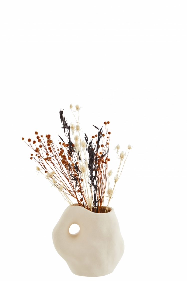 STONEWARE VASE  VANILLA
