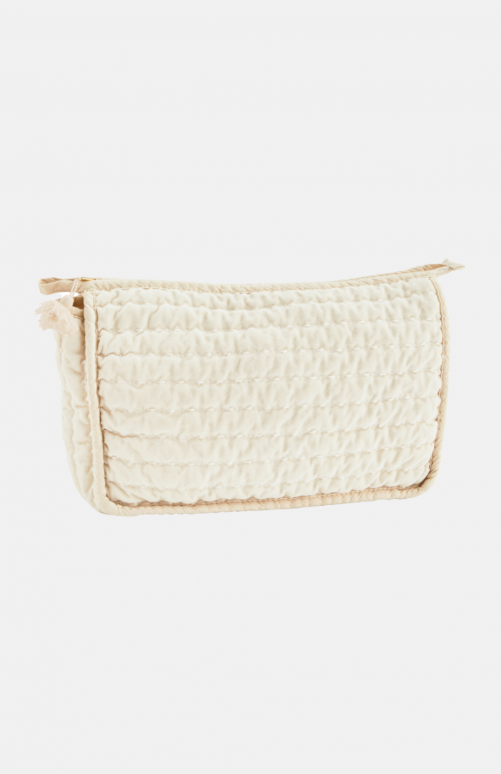 QUILTED VELVET WASHBAG ECRU 