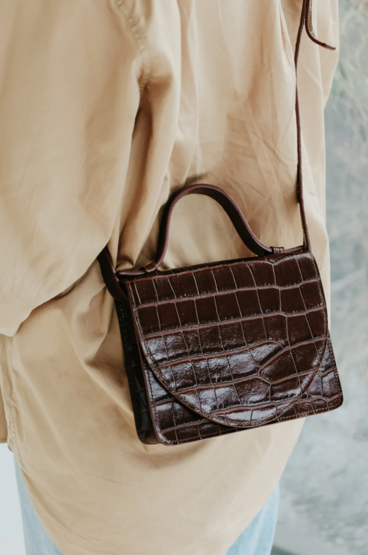 MICRO BRIEFCASE CHOCOLATE CROCO
