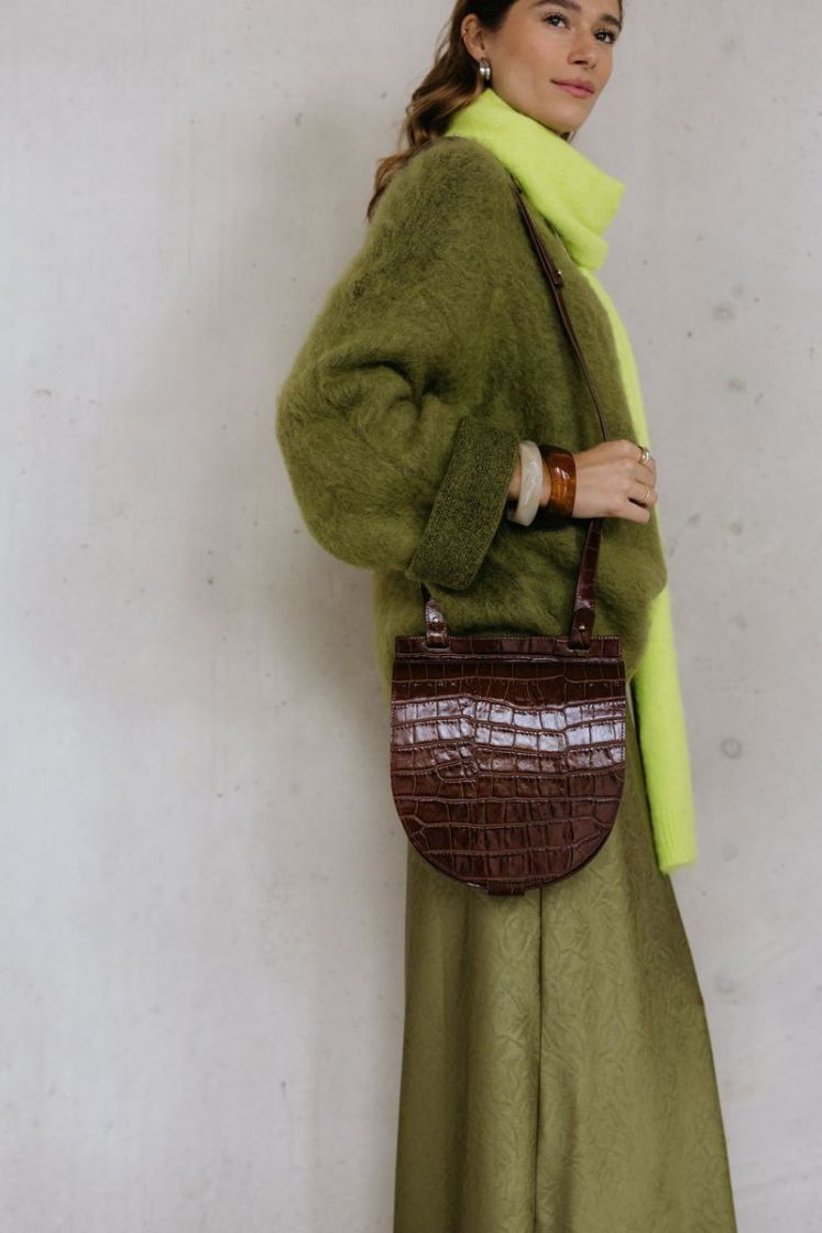 SINGLE SADDLE CHOCOLATE CROCO