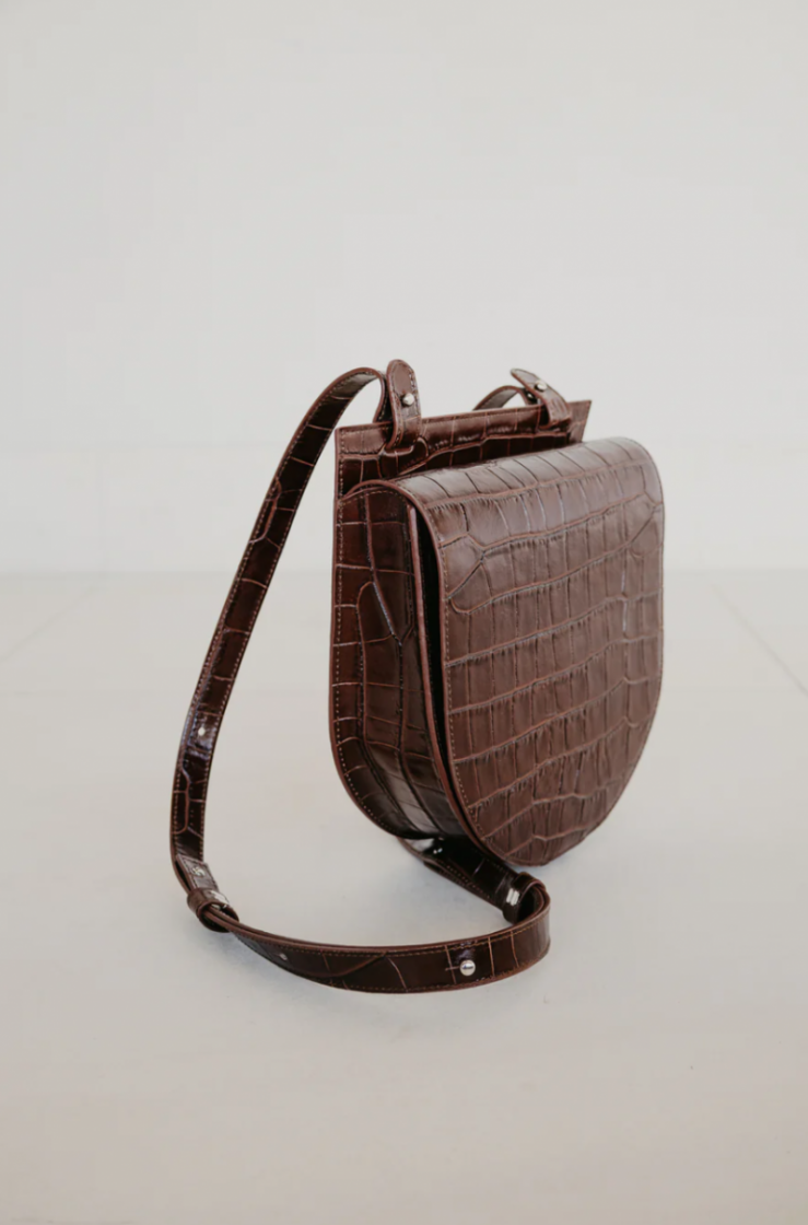 SINGLE SADDLE CHOCOLATE CROCO