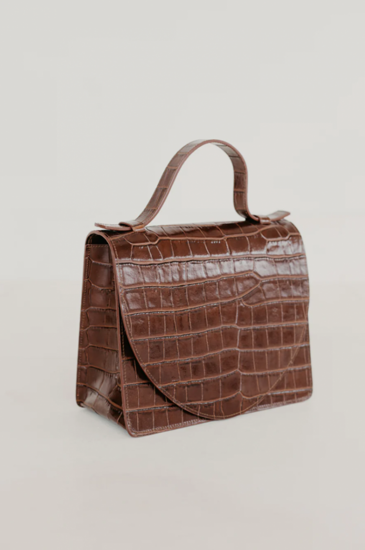 MINI BRIEFCASE CHOCOLATE CROCO