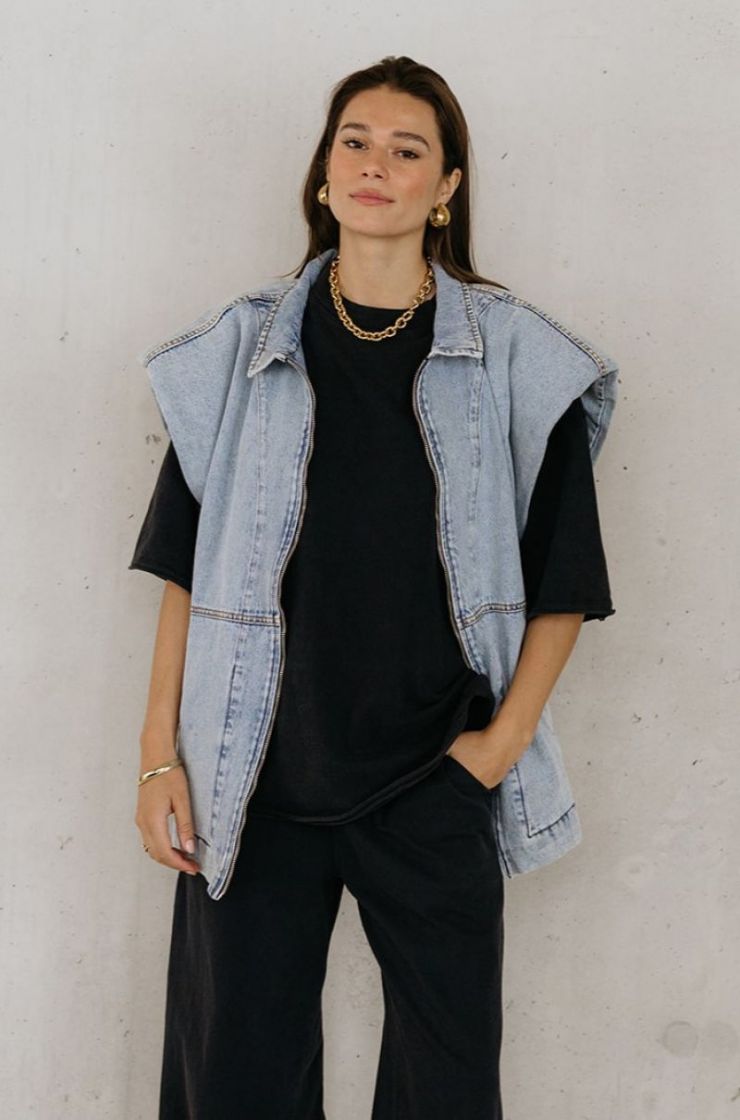 STEVIE DENIM WAISTCOAT MEDIUM BLUE DEN