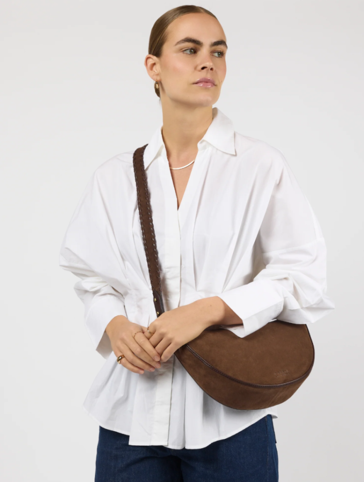 LEO CROSSBODY CHOCOLATE SUEDE