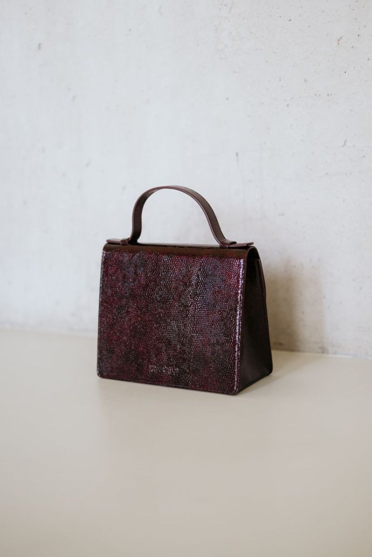 MINI BRIEFCASE EBONY WINE SNAKE